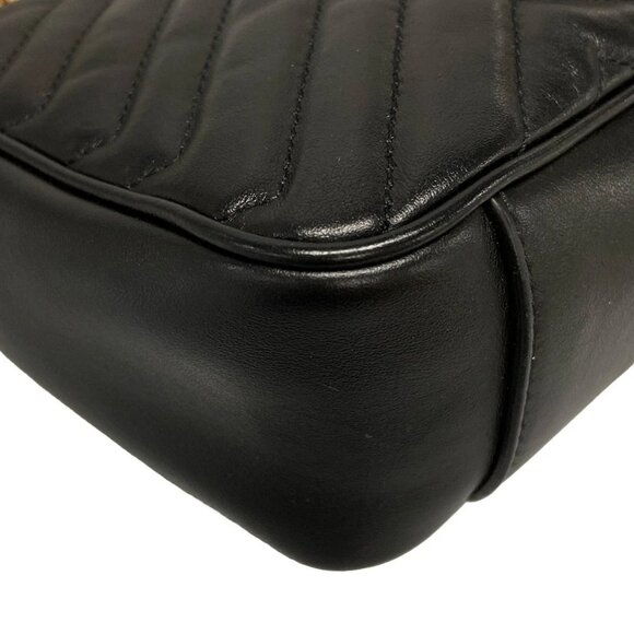 Auth GUCCI GG Marmont Quilting Small Shoulder Bag  Black Leather - Picture 6 of 16